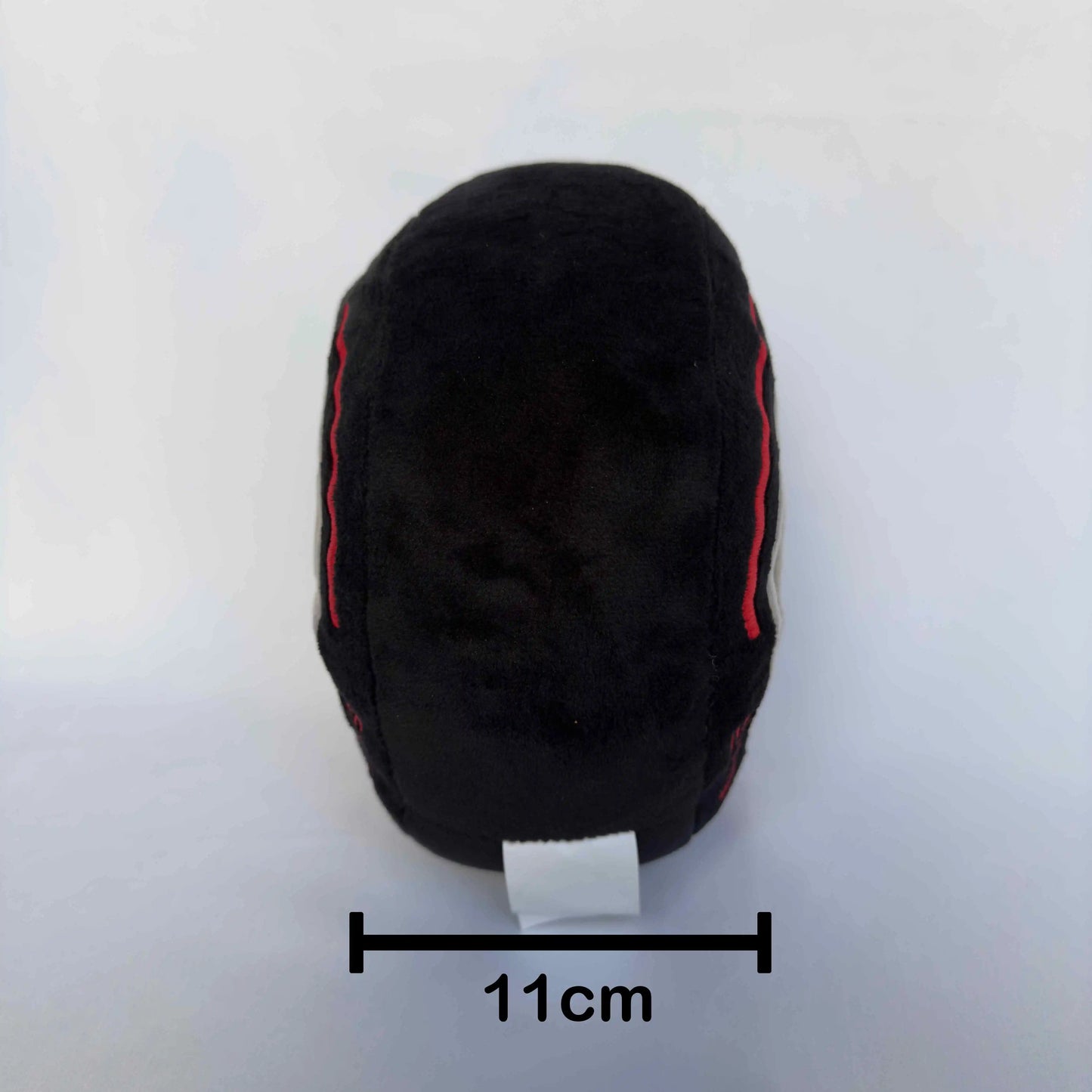 Side of Formula 1 Race Tire Plush Toy cushion pillow shown on white background with a measurement showing a thickness of 11cm