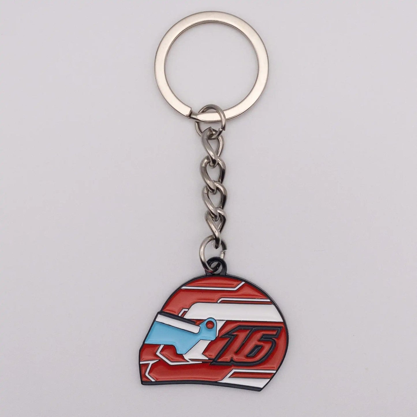 Charles Leclerc 2022 Helmet Enamel Keychain on white background