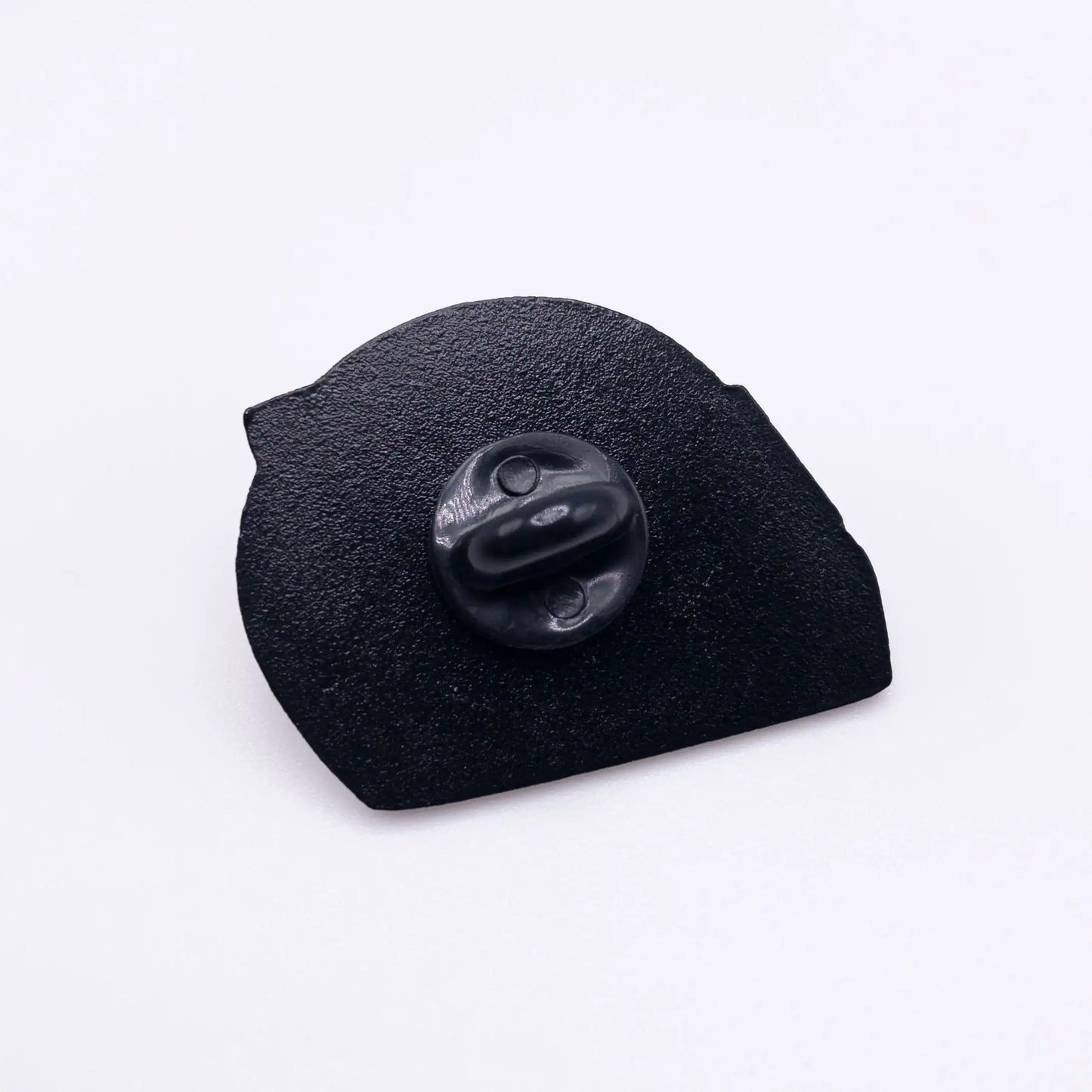 Back of Fernando Alonso 2006 Helmet Enamel Pin, dyed black with a rubber clutch