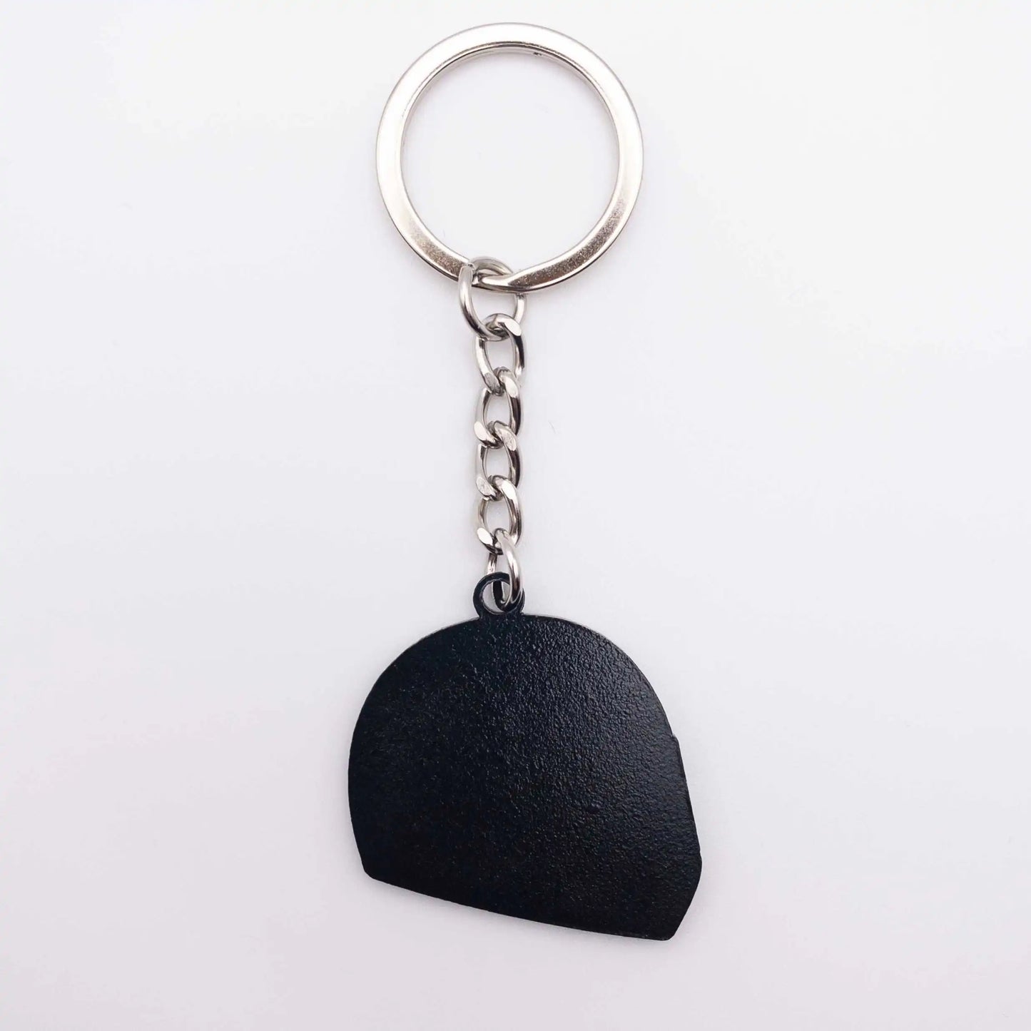 Back of Ayrton Senna 1988 Helmet Enamel Keychain shown on white background