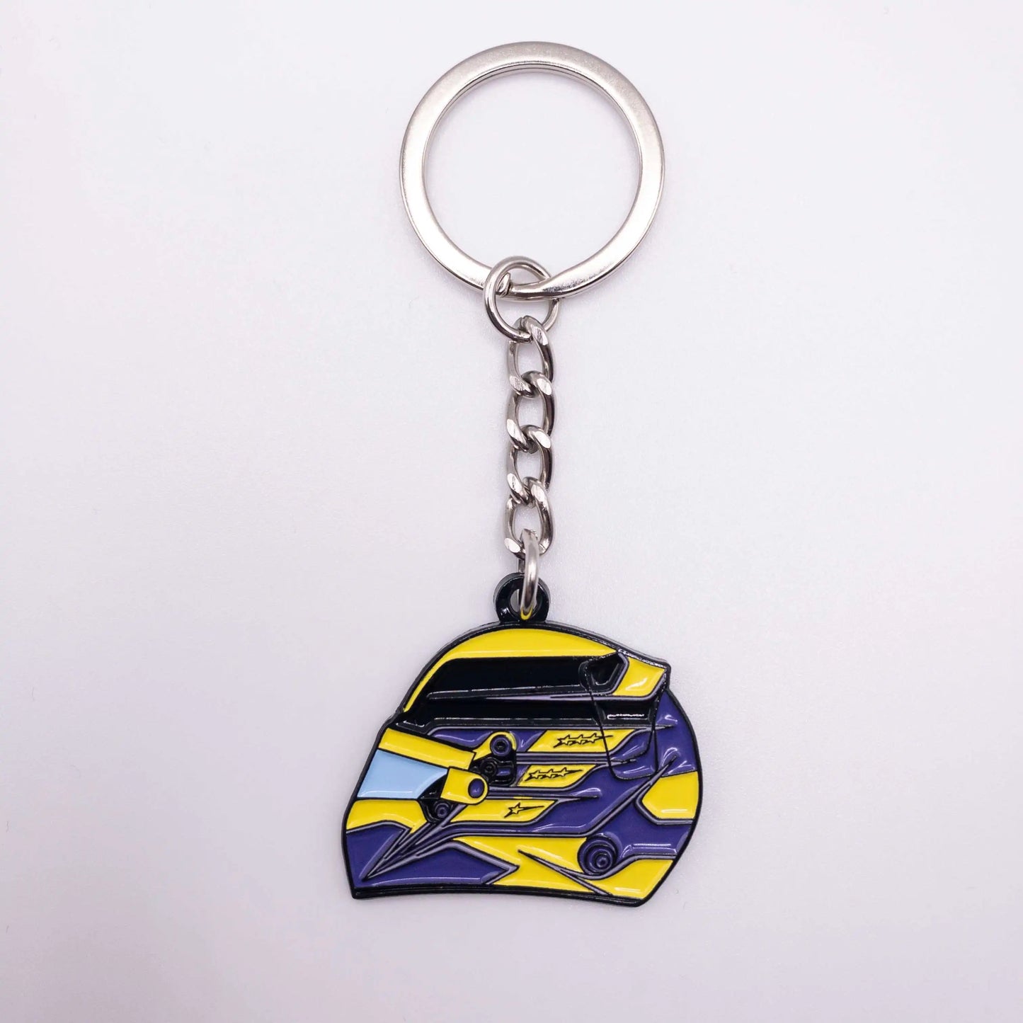 Lewis Hamilton 2023 Helmet Enamel Keychain shown on white background