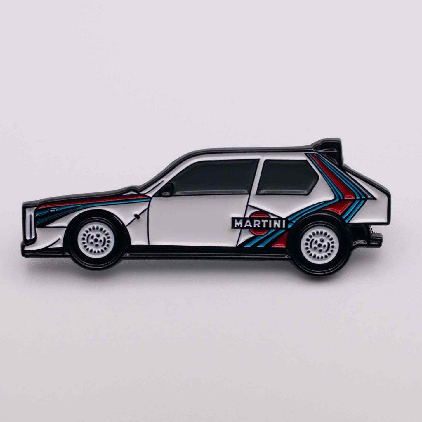Lancia Delta S4 Rally Car Enamel Pin shown on white background