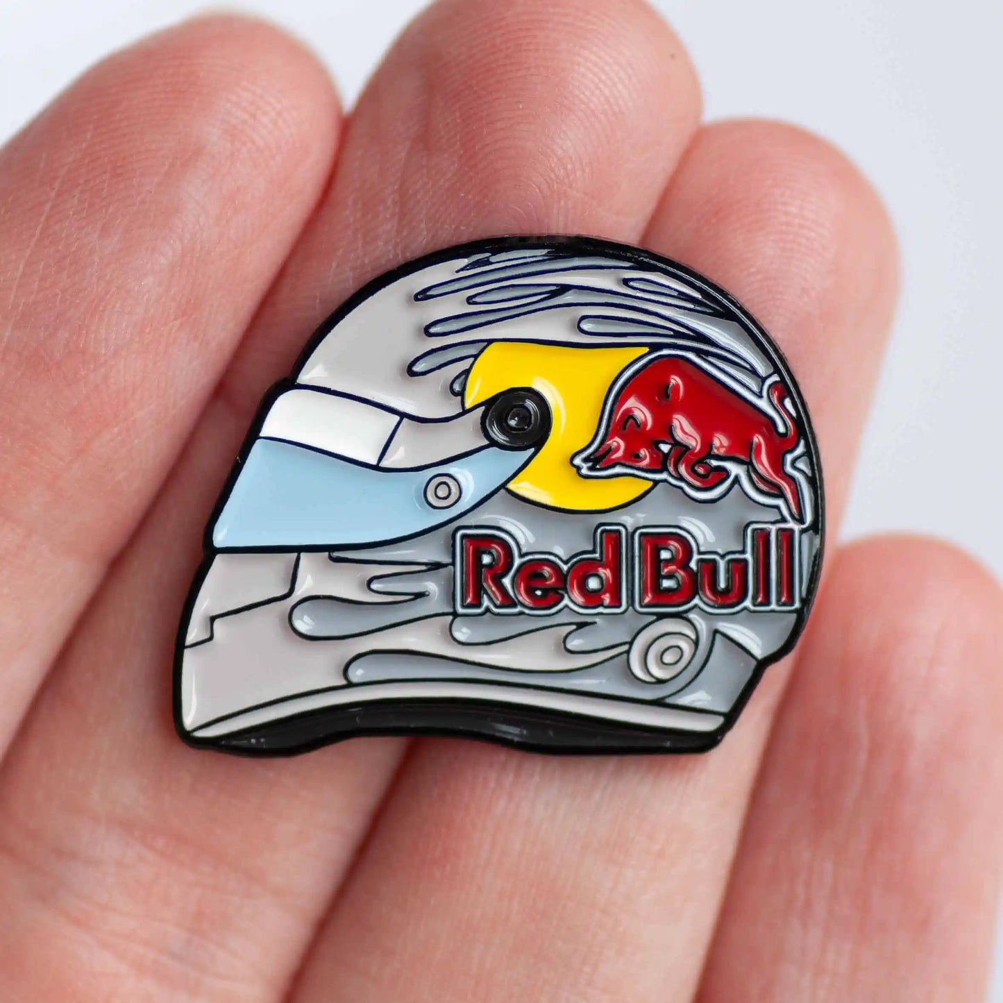 Daniel Ricciardo 2024 helmet Enamel Pin Badge shown on hand