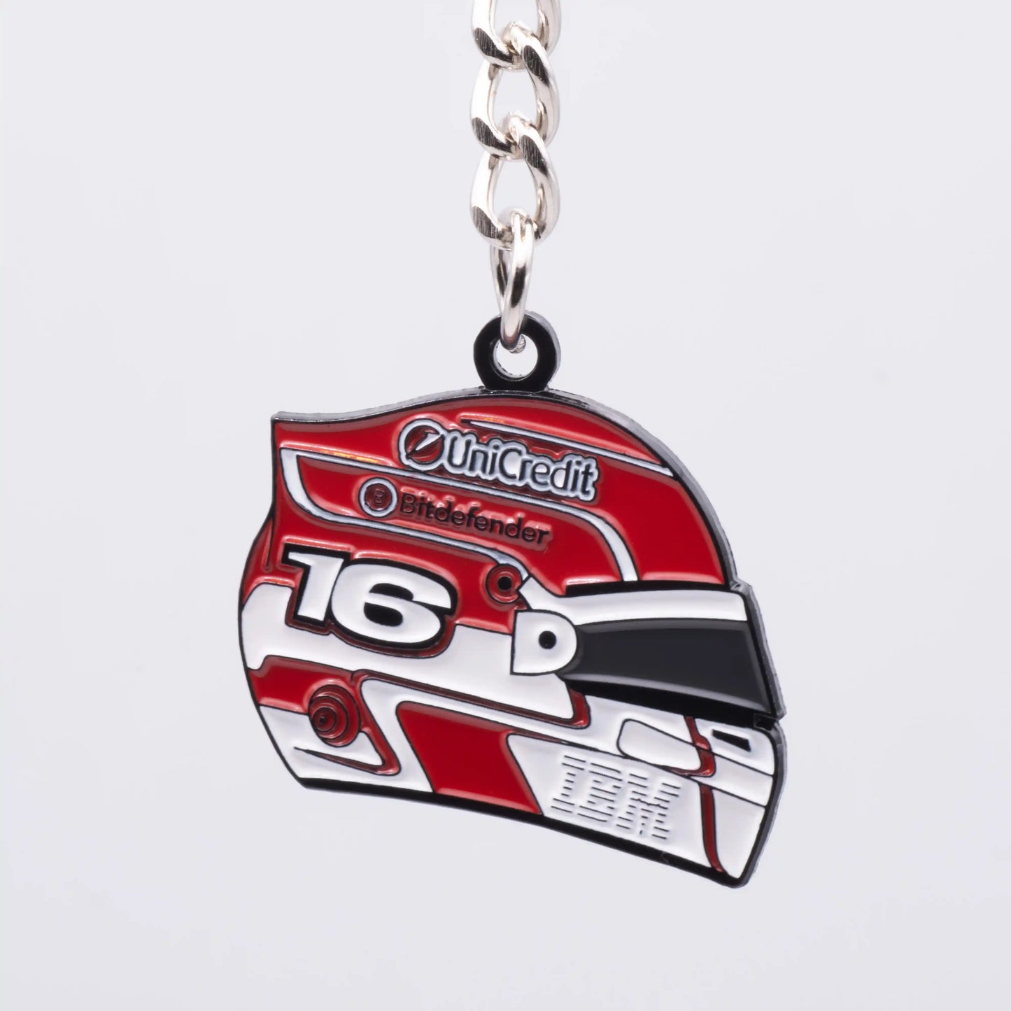 Charles Leclerc 2025 Helmet Enamel Keychain shown on white background