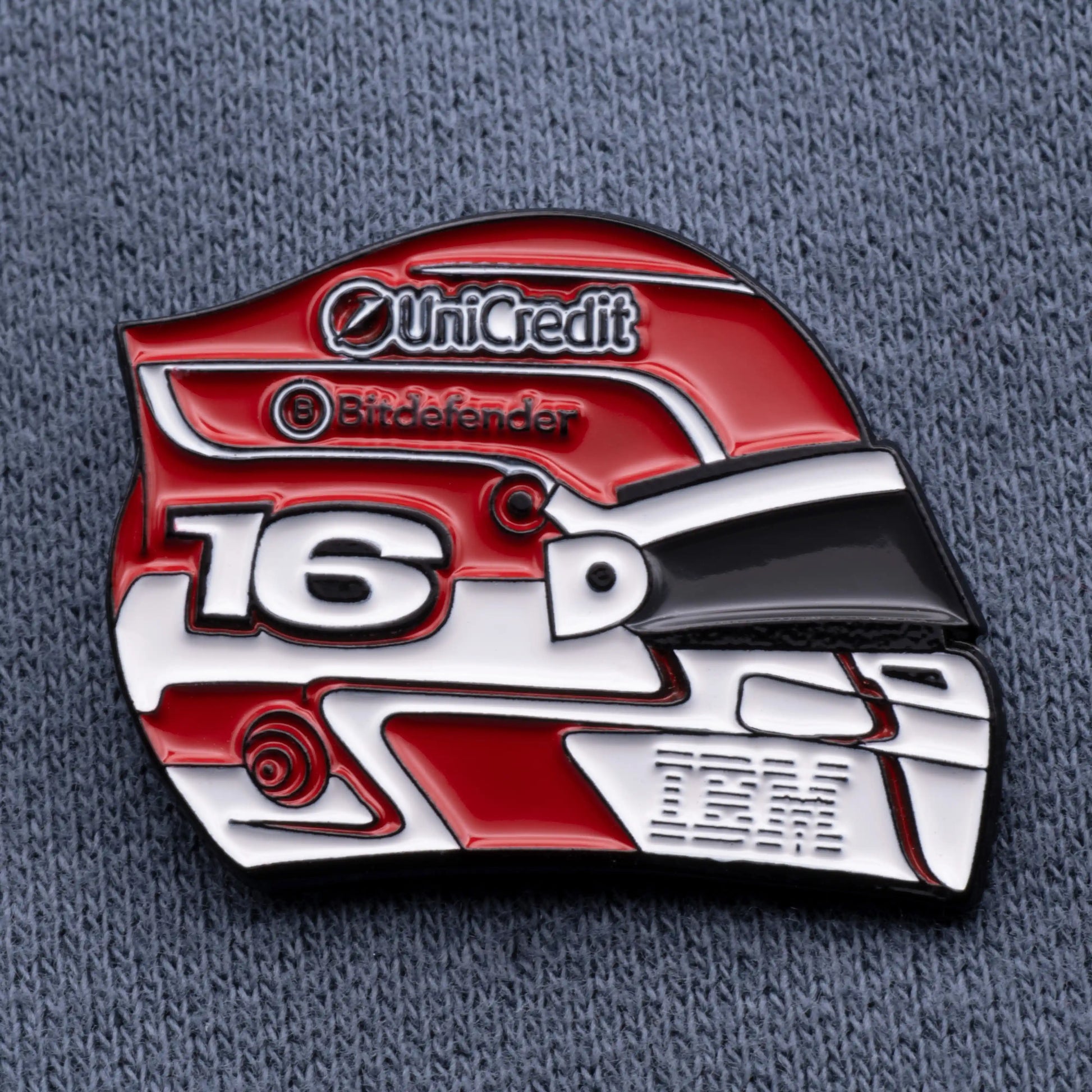 Charles Leclerc 2025 Helmet Enamel Pin on navy clothes