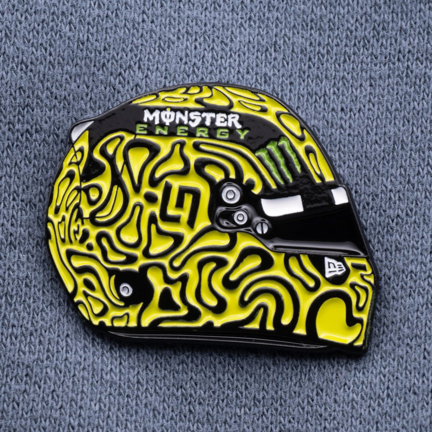 Lando Norris 2025 Helmet Enamel Pin on navy clothes