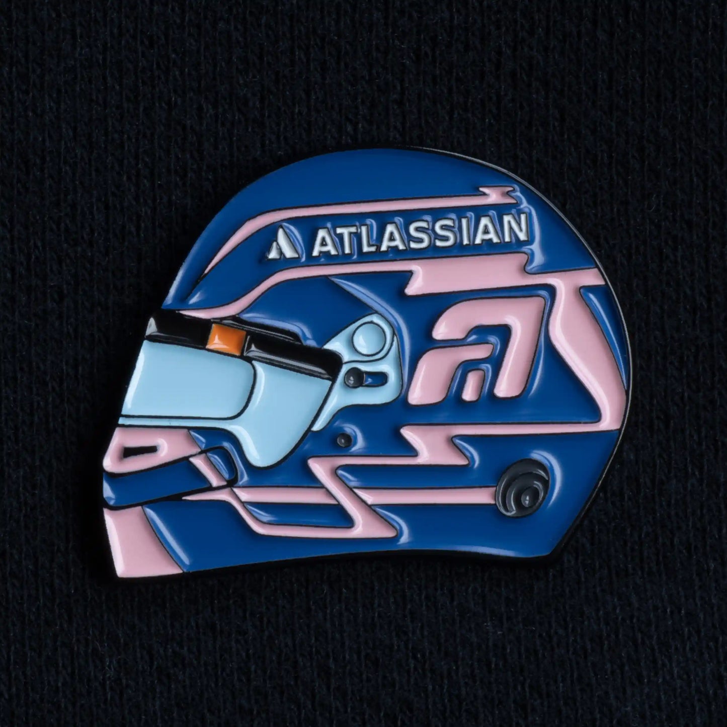 Alex Albon 2025 Helmet Enamel Pin on black clothes