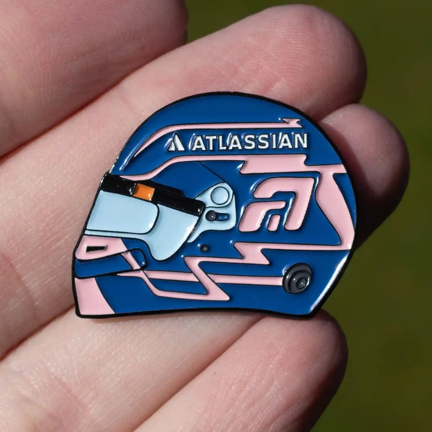 Alex Albon 2025 Helmet Enamel Pin shown on hand
