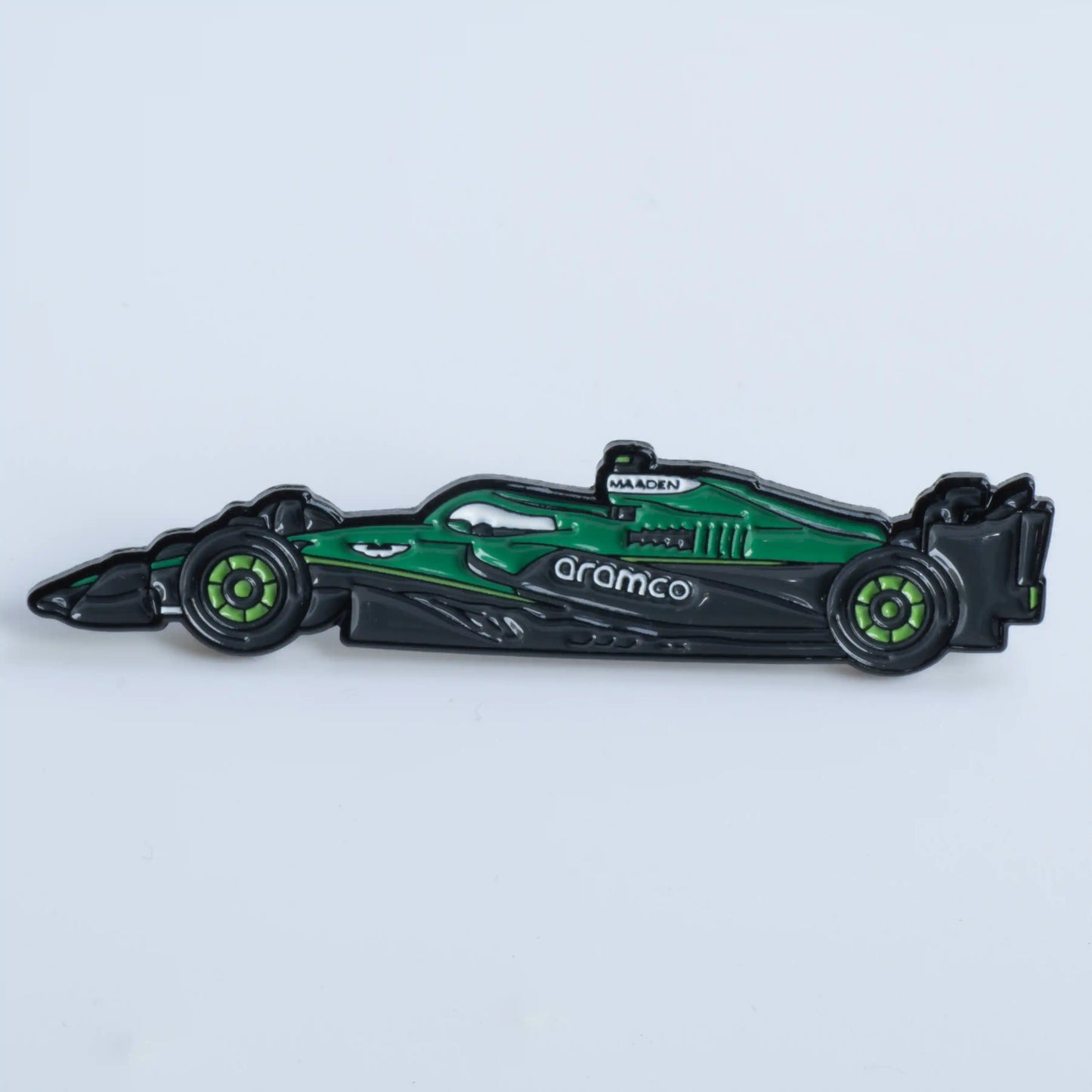 Aston Martin AMR25 Formula One Car Enamel Pin shown on white background