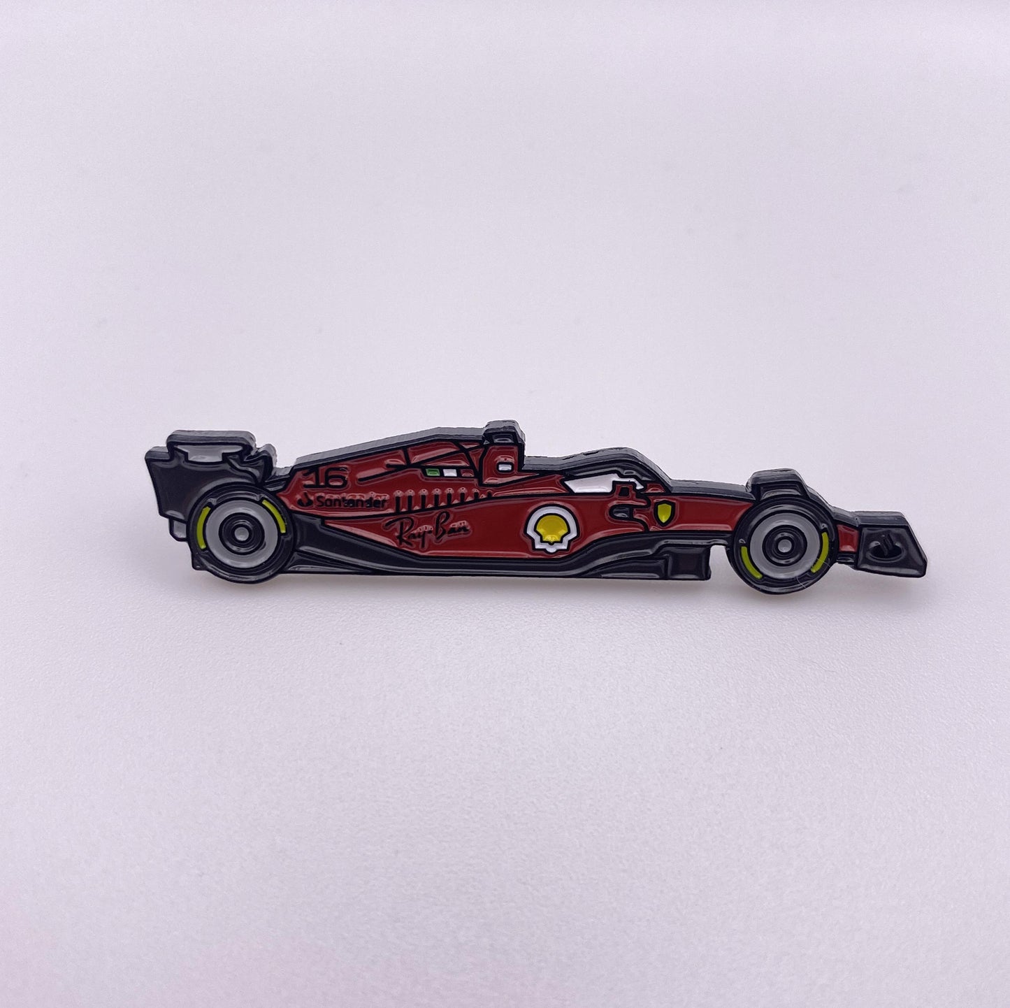 Ferrari F1-75 Formula One Car Enamel Pin shown on white background