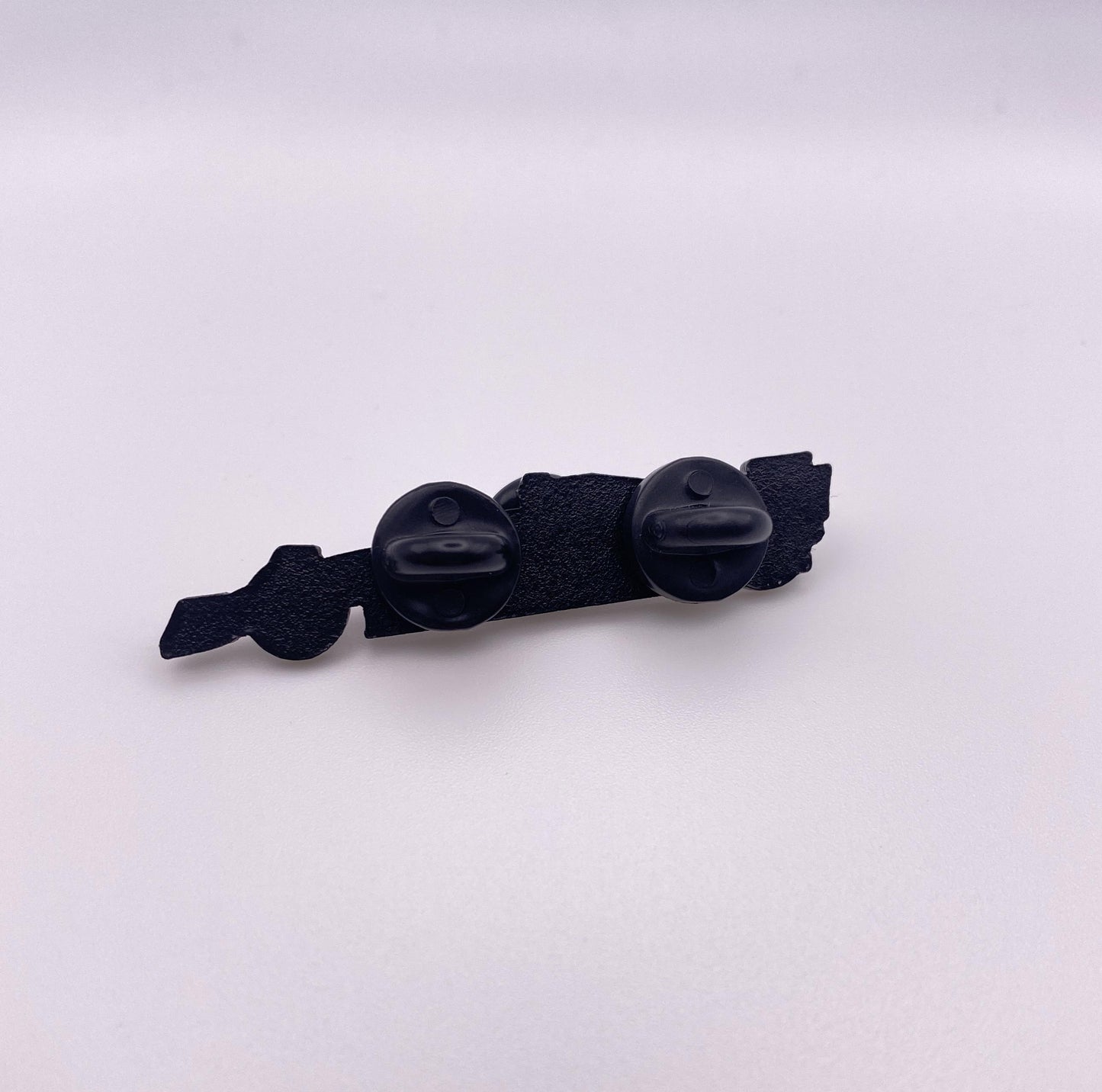 Back of Ferrari F1-75 Formula One Car Enamel Pin, black dye plating with two black rubber clutches