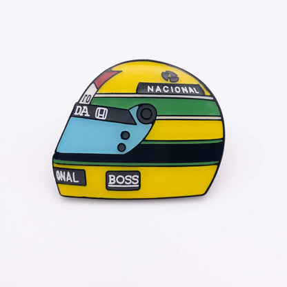Ayrton Senna 1988 Helmet Enamel Pin shown on white background