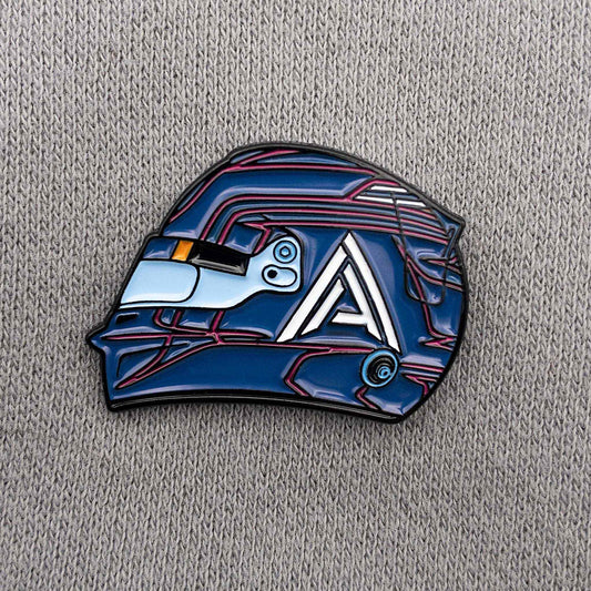 Alex Albon 2023 Helmet Enamel Pin shown in clothes