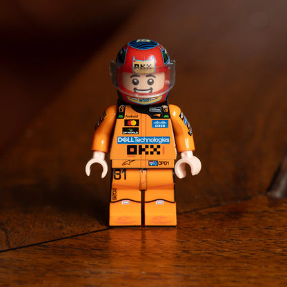 Oscar Piastri Custom Lego Minifig with Custom Helmet