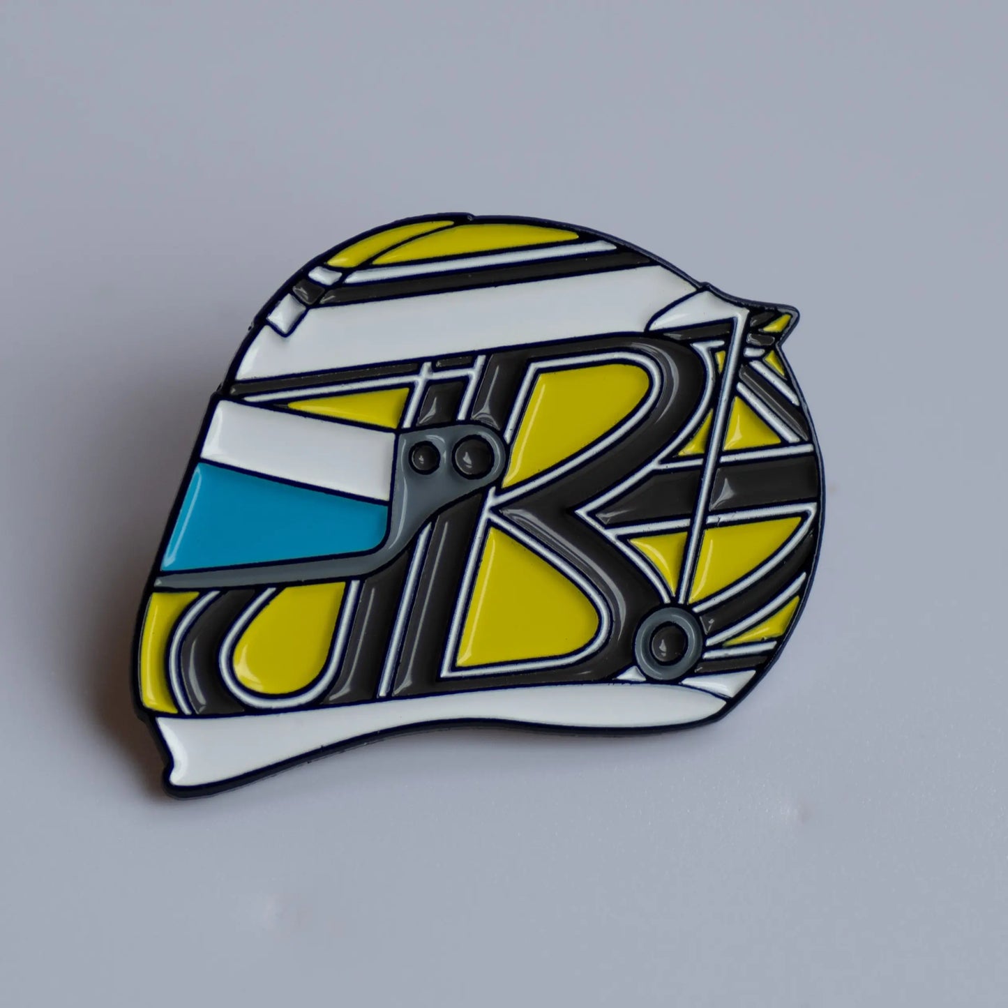 Jenson Button 2009 Helmet Enamel Pin shown on white background