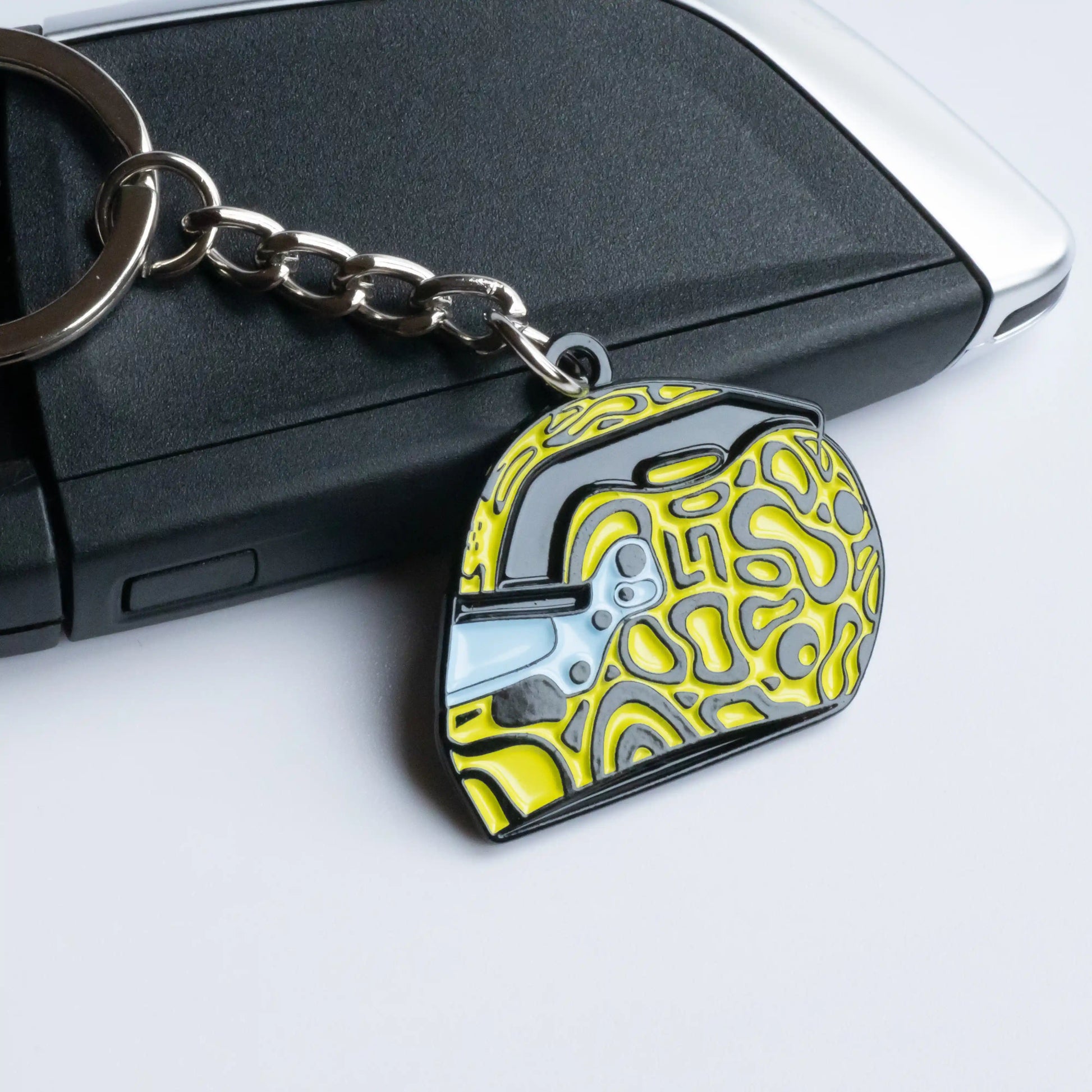 Lando Norris 2024 Helmet Enamel Keychain shown on key fob