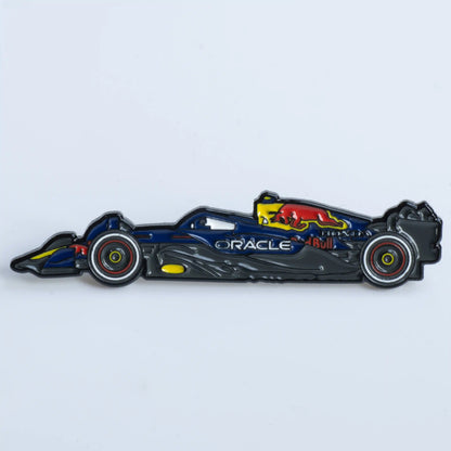 Red Bull RB21 Formula One Car Enamel Pin shown on white background