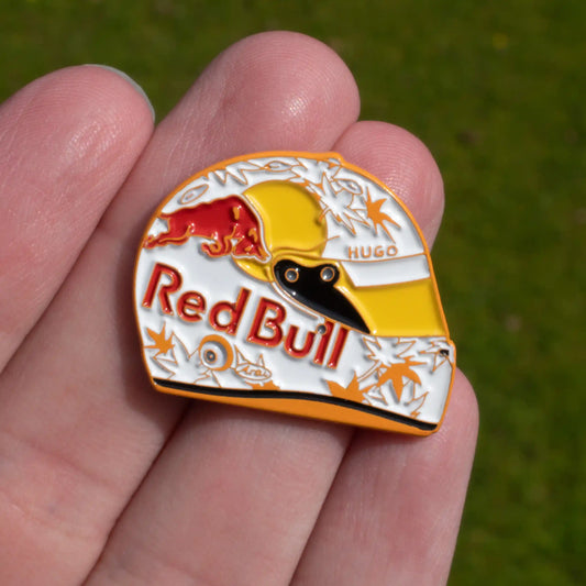 Yuki Tsunoda 2025 Helmet Enamel Pin shown on hand