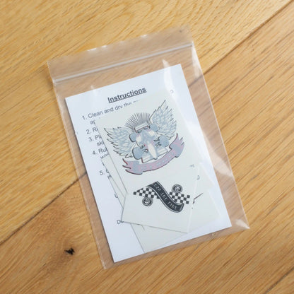 Formula One Themed Temporary Tattoo Pack shown in bag