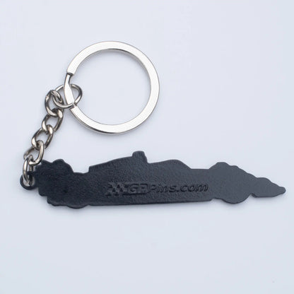 Back of McLaren MCL39 Formula One Car Enamel Keychain shown on white background