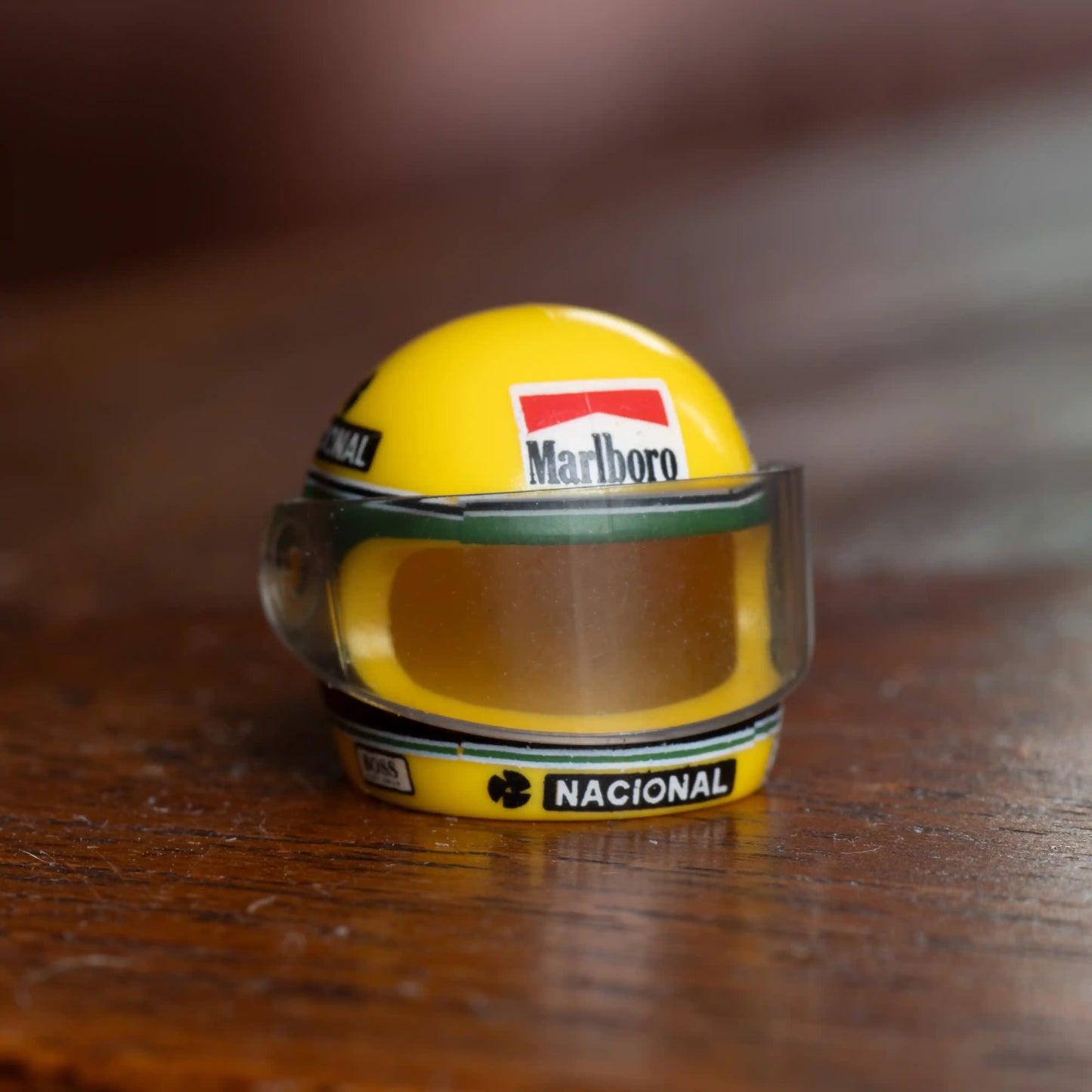 Ayrton Senna Custom Lego Minifig Helmet, front 