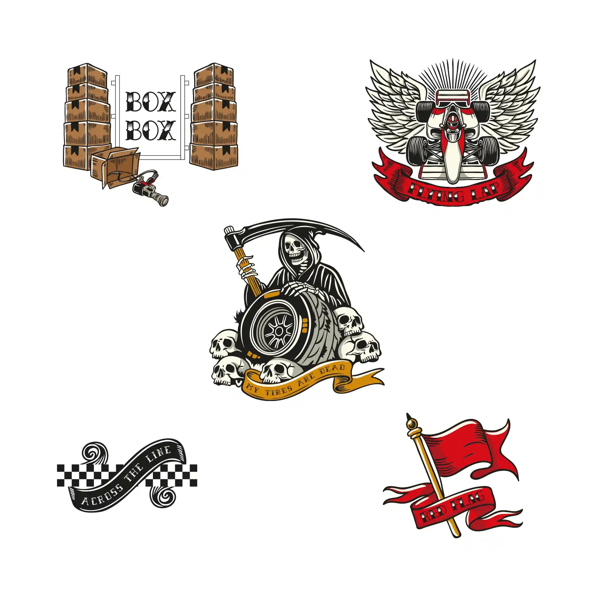 Formula One Themed Temporary Tattoo Pack