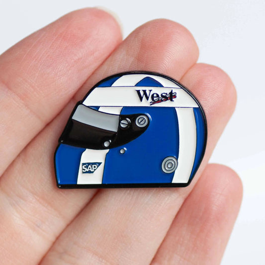 David Coulthard 2004 Helmet Enamel Pin shown on hand