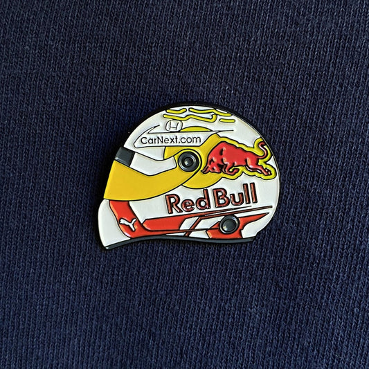 Max Verstappen 2021 Helmet Enamel Pin shown on clothing